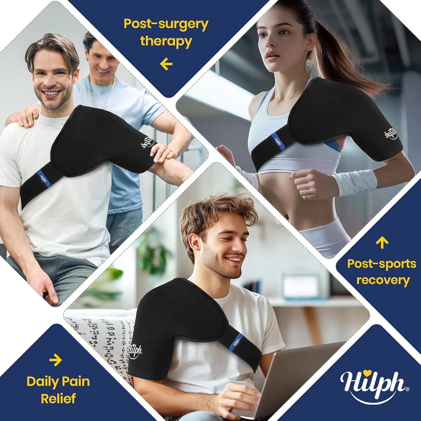 Shoulder Ice Pack Wrap for Rotator Cuff & Arm, Double-Layer Gel Shoulder Cold Therapy Wrap with Compression for Targeted Area, Easy to Put on & Take Off, Flexible Fit for Men & Women, Medium