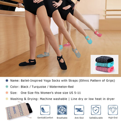 Pilates Socks for Women Non Slip Grip, Yoga Socks with Grippers for Barre, Hospital, Ballet, Dance, Barefoot Workout