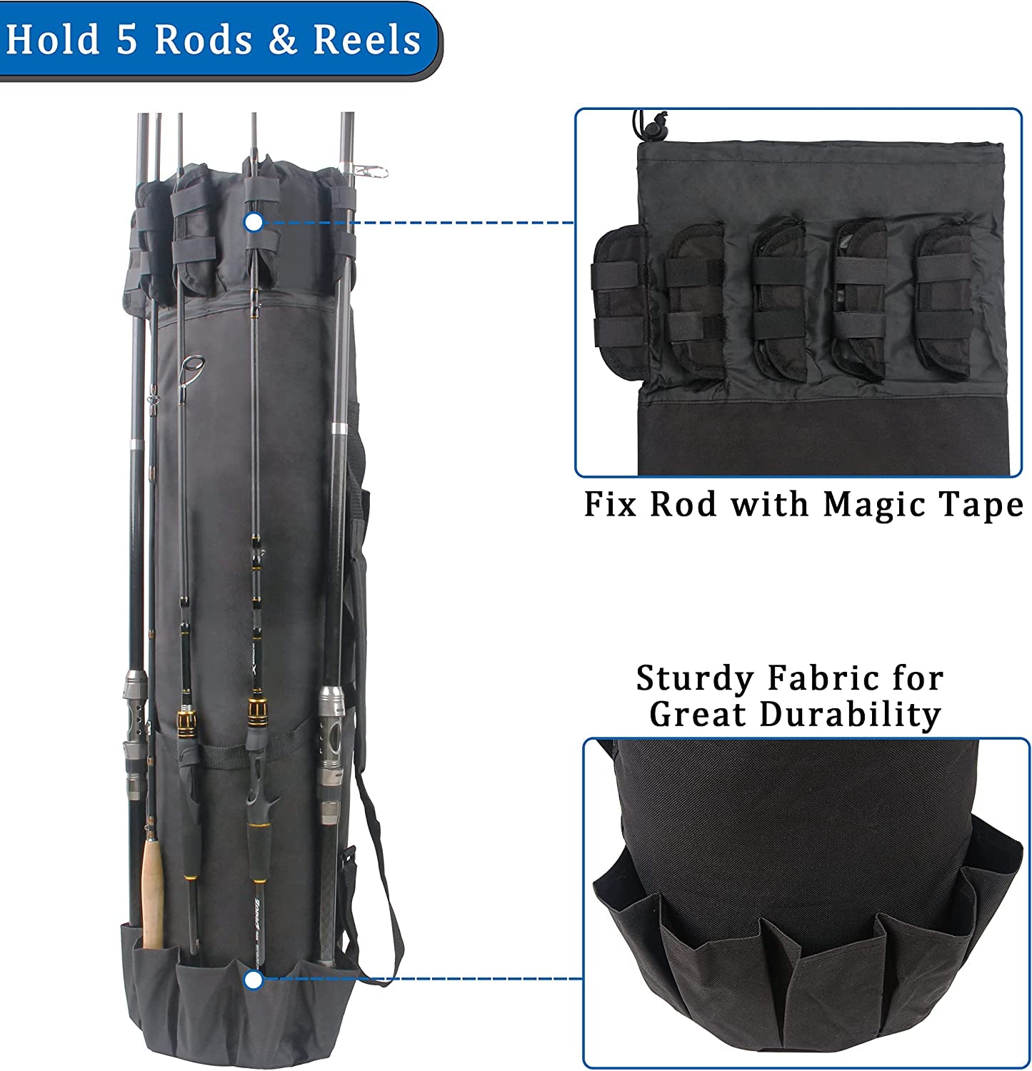 Fishing Rod Case Pole Holder Bag Large Capacity Fishing Rod Storage Waterproof Travel Carry Case Bag Fishing Gear Gifts for Fishermen