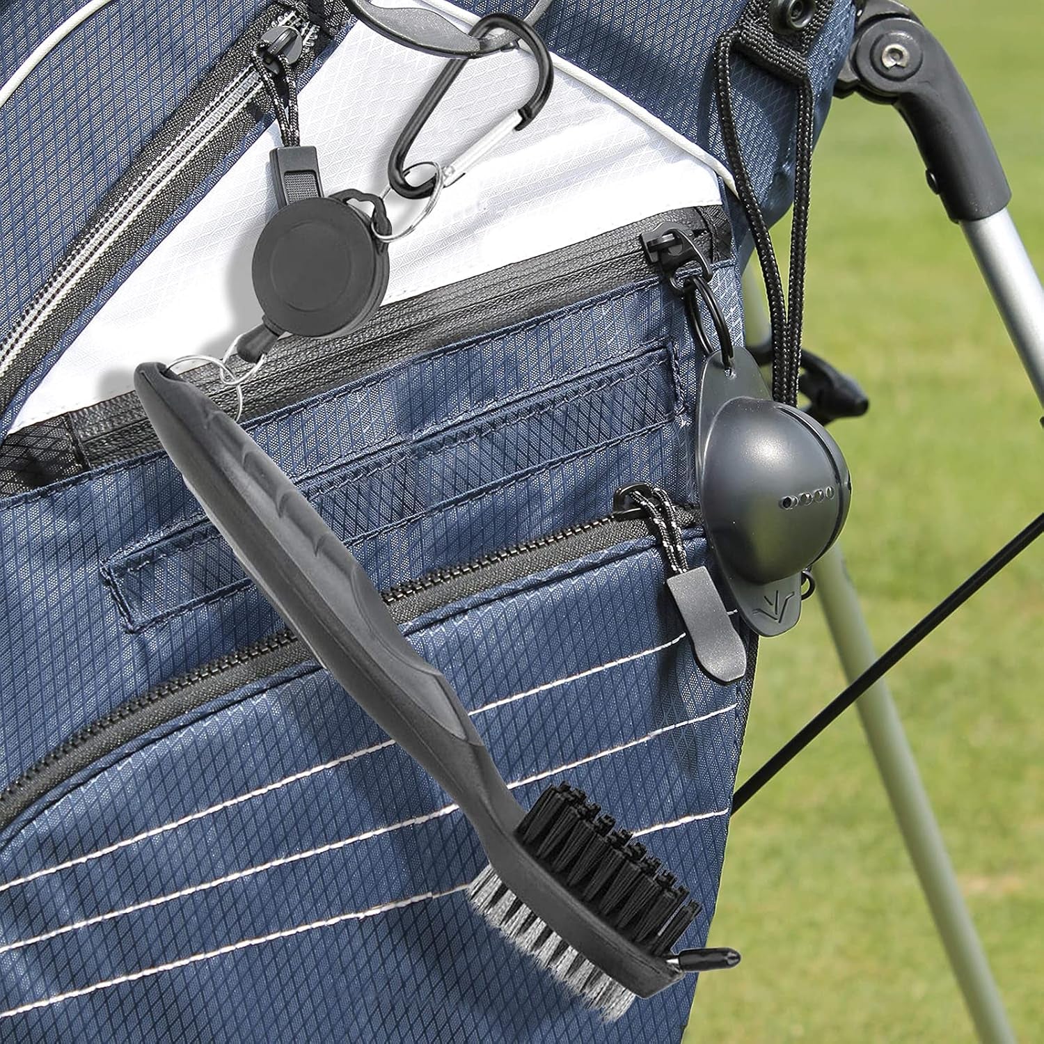 3 Pack Golf Towel Clean Set| Microfiber Waffle Pattern Tri-Fold Golf Towel | Brush Tool Kit with Club Groove Cleaner |Golf Accessories for Men, Women (Black/Gray Towel+ Gray Brush)