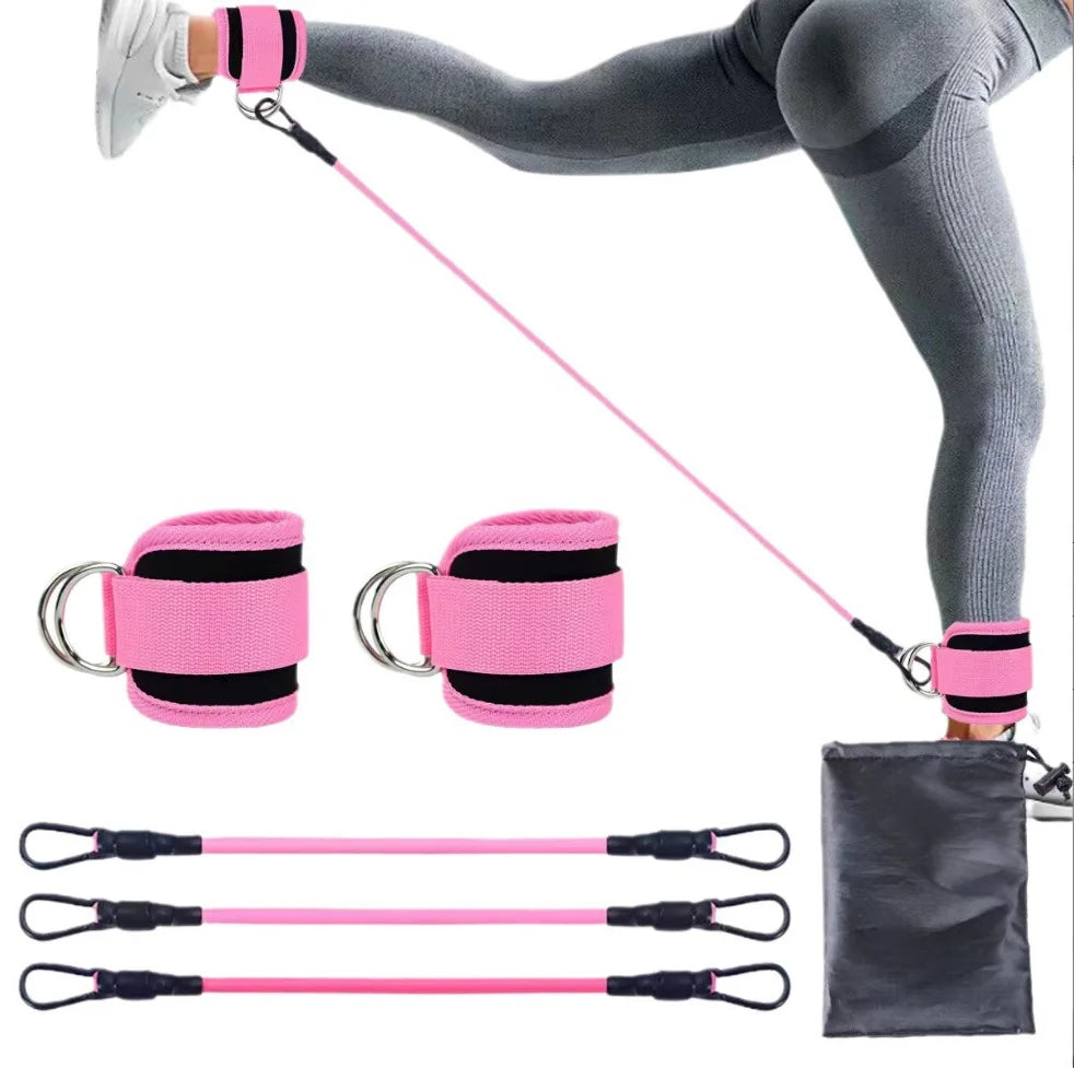 Leg and Glute Resistance Bands with Ankle Strap for Hip Fitness Training and Workout Exercises