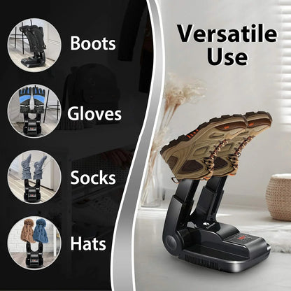 Folding Boot Dryer, Adjustable Shoe Dryer with Timer, Quick Drying Boot Warmer