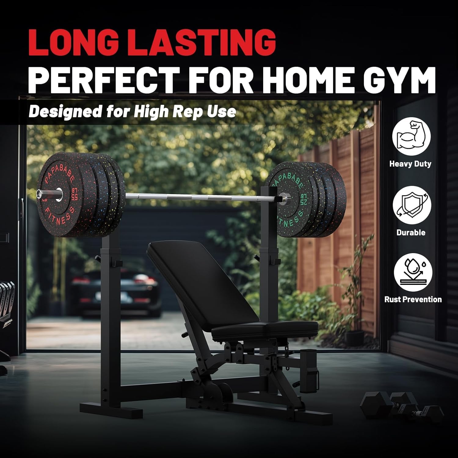 Weight Plates, 2-Inch Weights Plates Set, Floor Protective Rubber Weight Plates, 10-600Lbs Bumper Plates for Barbell Strength Training & Weightlifting (Single/Pair/Full Set)