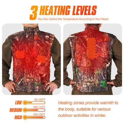 Hunting Heated Vest, Camo Orange Reversible Vest, Game Vest Jacket for Hunting, Lightweight Heating Vest (M)