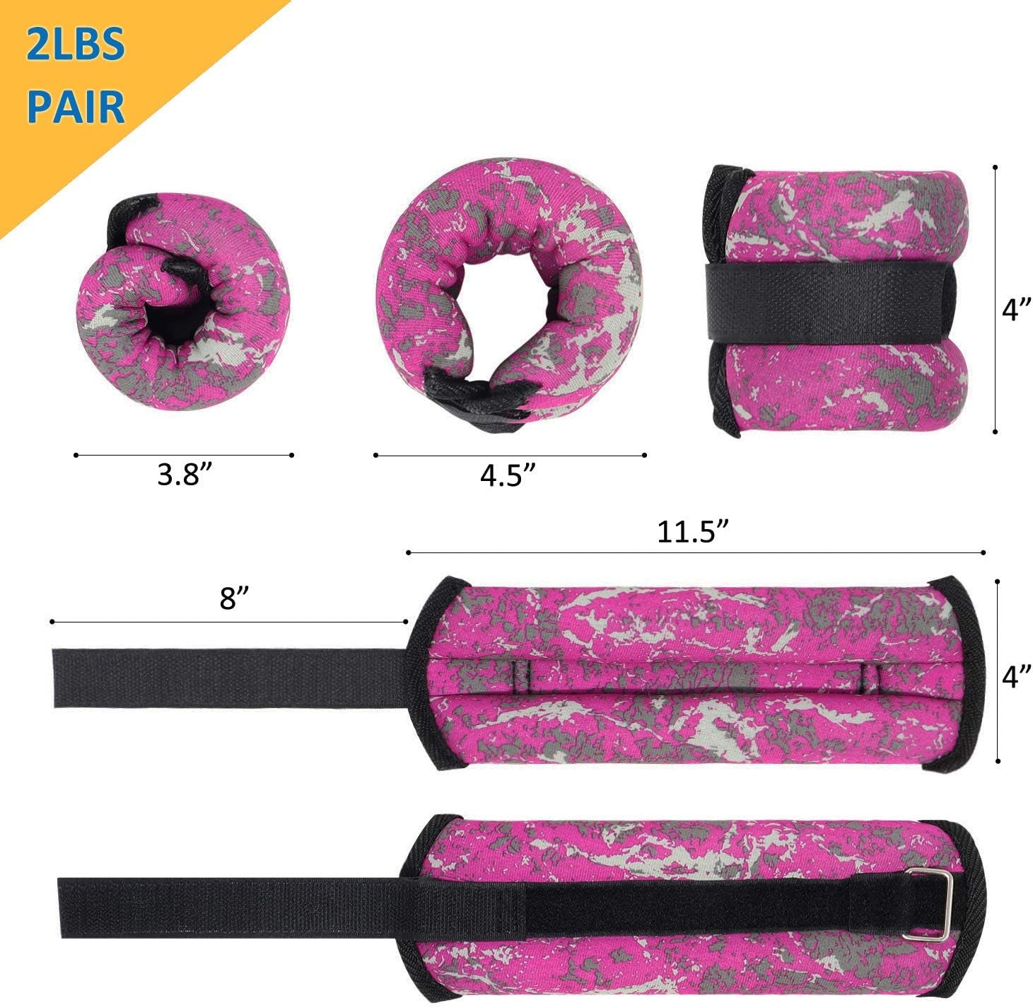 Ankle Weights / Wrist Weights Set for Women, Men and Kids, Durable Strength Training Weights with Adjustable Strap for Fitness, Exercise, Walking, Jogging (2 Lbs Pair (1 Lb Each)-Red)