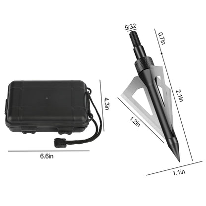 12 Pcs Hunting Broadheads, 3 Blades Archery Broadheads 100 Grain Hunting Screw-In Arrow Tips Compatible with Crossbow and Compound Bow