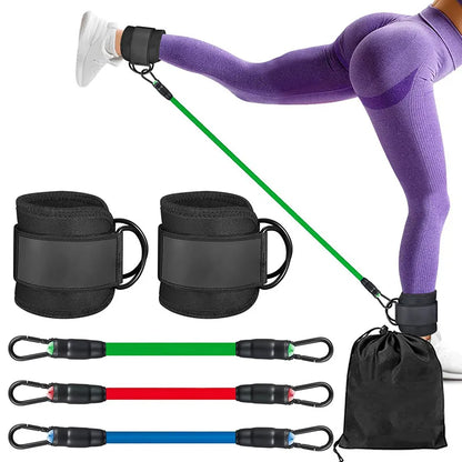 Leg and Glute Resistance Bands with Ankle Strap for Hip Fitness Training and Workout Exercises