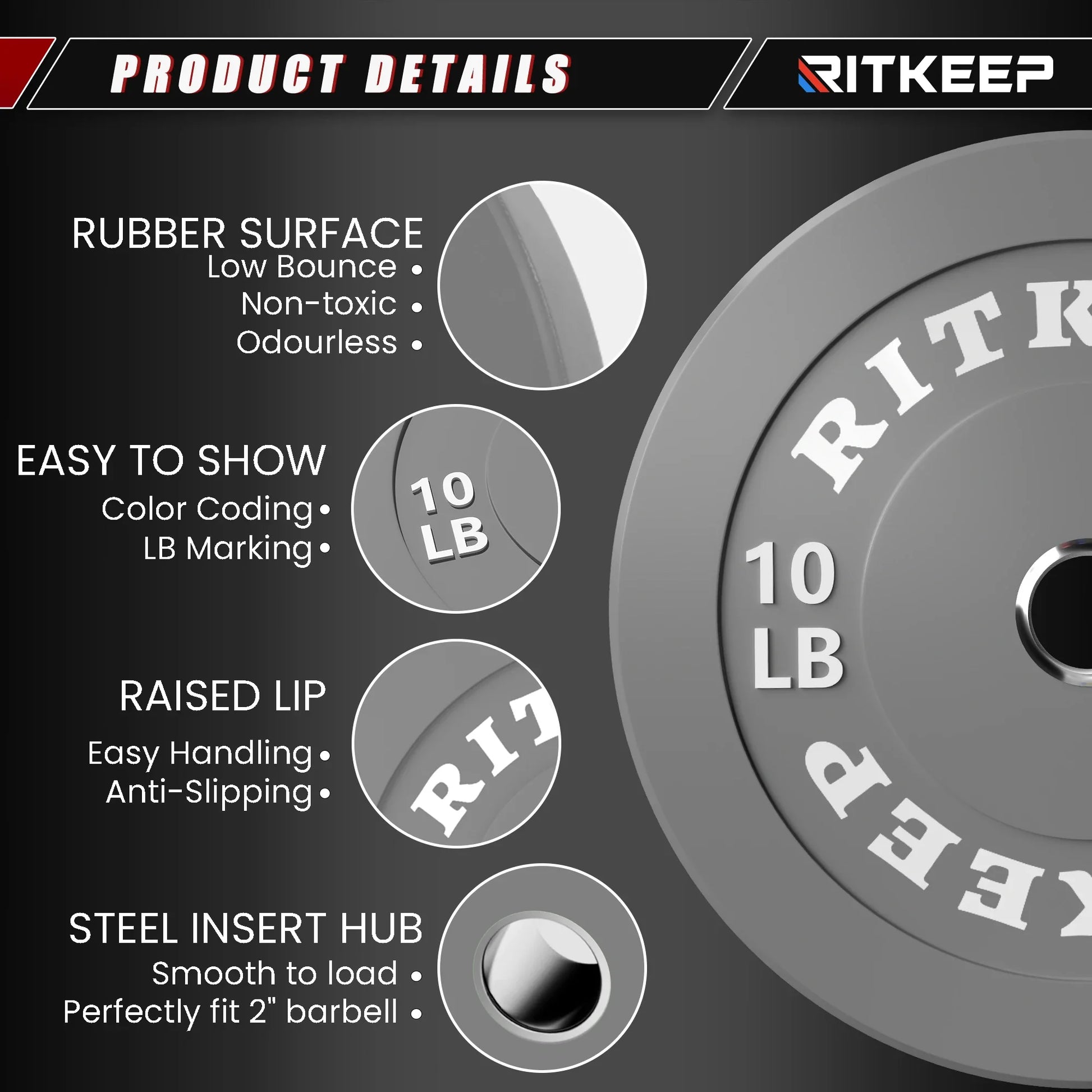 2" Olympic Low Bounce Color Rubber Bumper Weight Plates