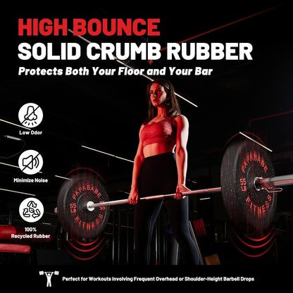 Weight Plates, 2-Inch Weights Plates Set, Floor Protective Rubber Weight Plates, 10-600Lbs Bumper Plates for Barbell Strength Training & Weightlifting (Single/Pair/Full Set)