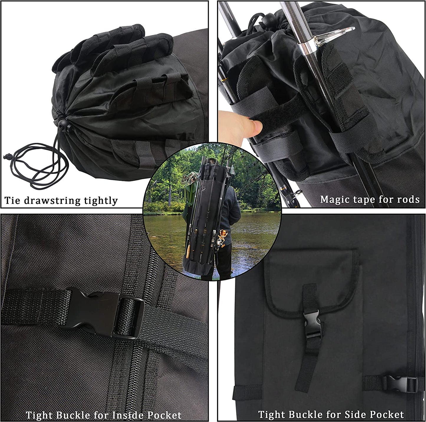 Fishing Rod Case Pole Holder Bag Large Capacity Fishing Rod Storage Waterproof Travel Carry Case Bag Fishing Gear Gifts for Fishermen