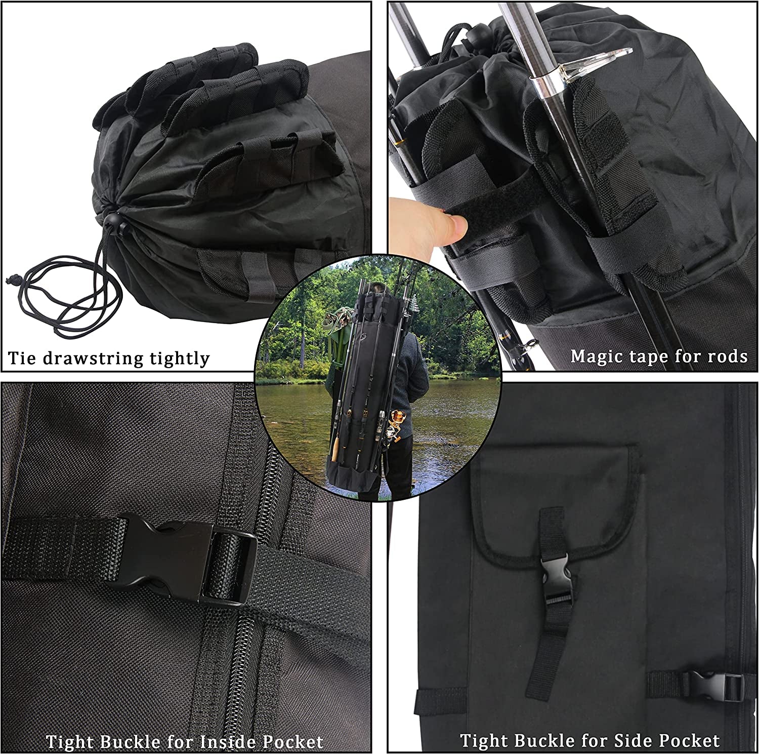 Fishing Rod Case Pole Holder Bag Large Capacity Fishing Rod Storage Waterproof Travel Carry Case Bag Fishing Gear Gifts for Fishermen