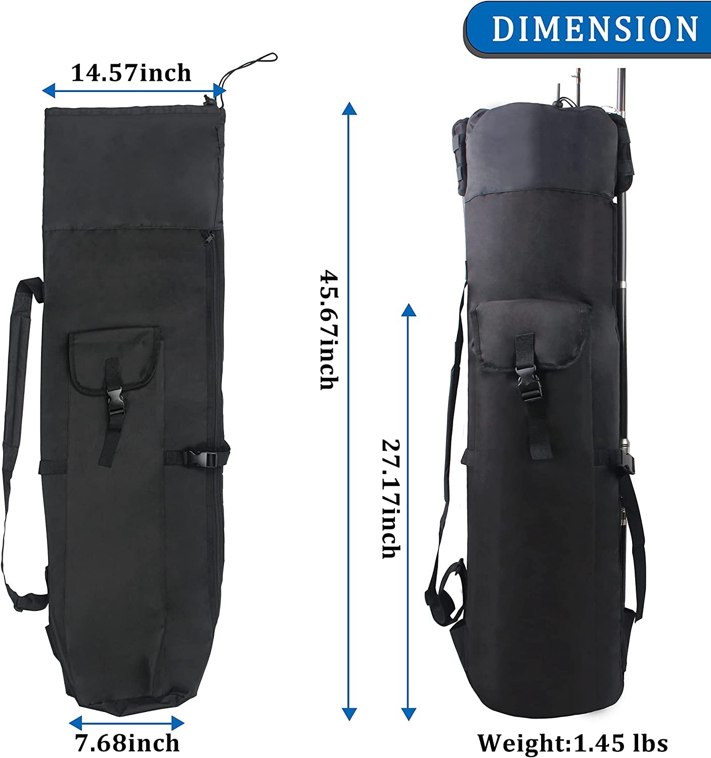Fishing Rod Case Pole Holder Bag Large Capacity Fishing Rod Storage Waterproof Travel Carry Case Bag Fishing Gear Gifts for Fishermen