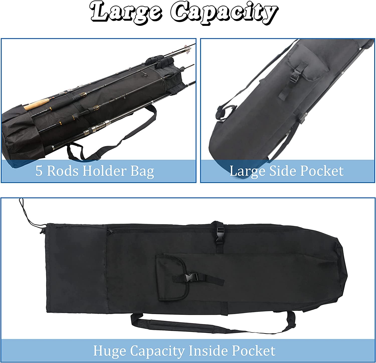 Fishing Rod Case Pole Holder Bag Large Capacity Fishing Rod Storage Waterproof Travel Carry Case Bag Fishing Gear Gifts for Fishermen