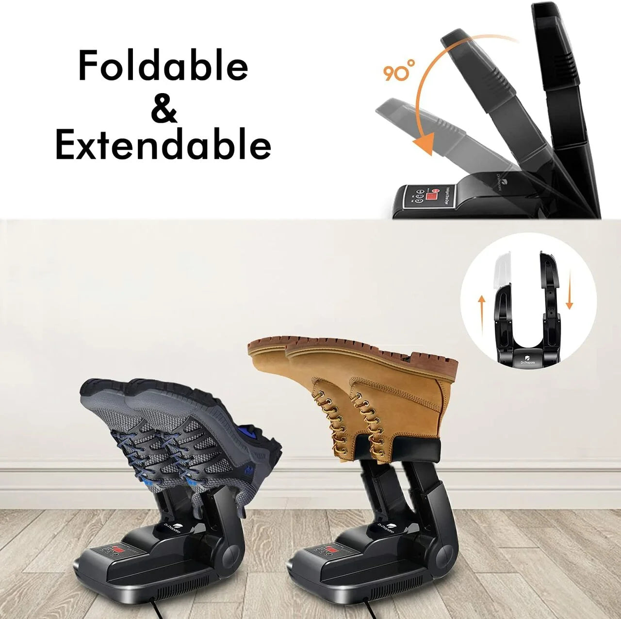 Folding Boot Dryer, Adjustable Shoe Dryer with Timer, Quick Drying Boot Warmer