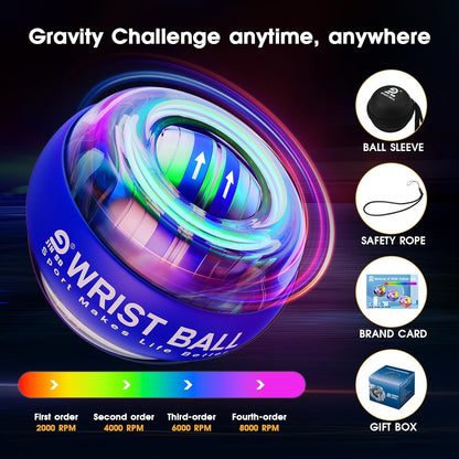 Wrist Trainer Ball Auto-Start Gyroscopic Forearm Exerciser Gyro Ball for Strengthen Arms, Fingers, Bones and Muscles